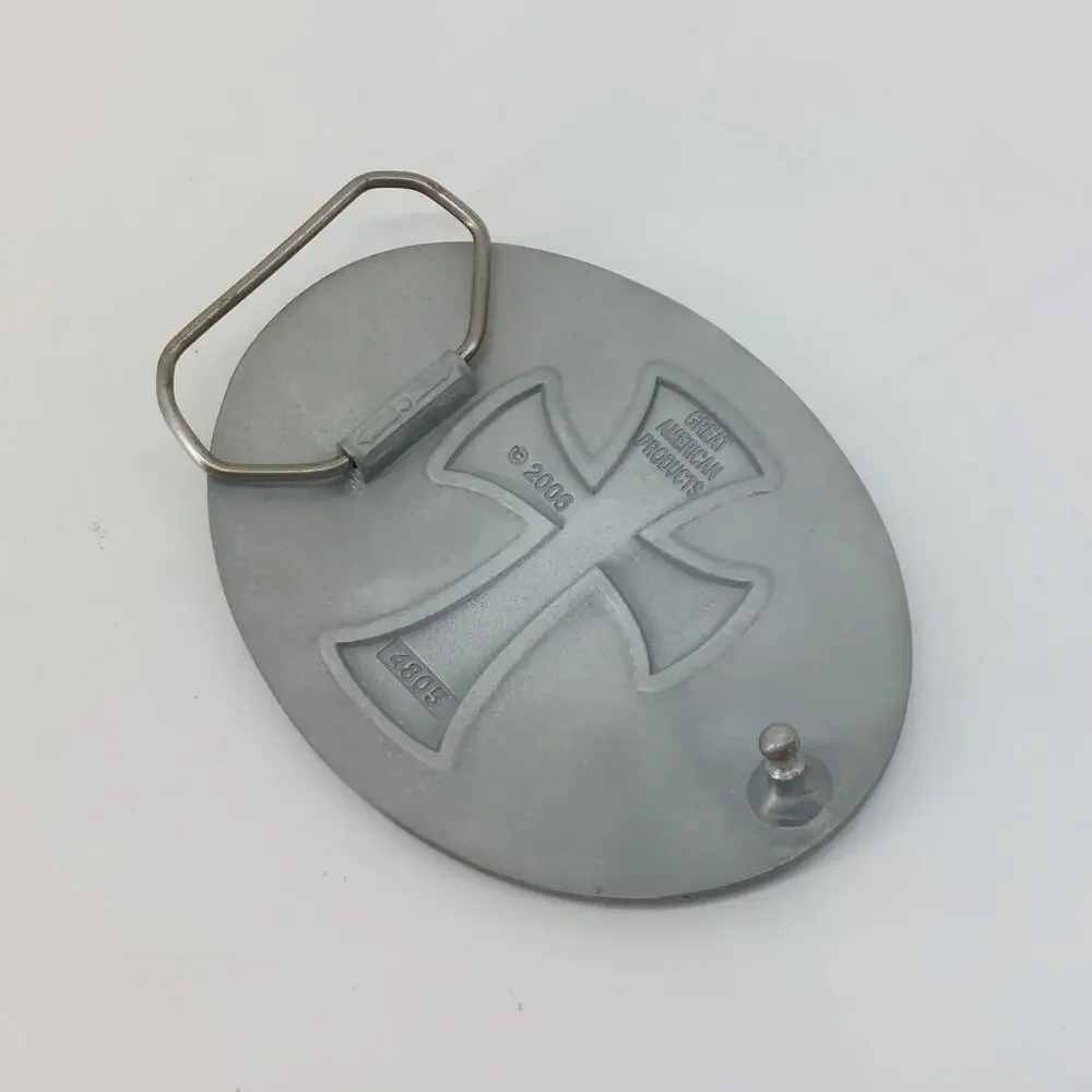 Cross Belt Buckle Great American Products 2006 Christian Oval Hammered
